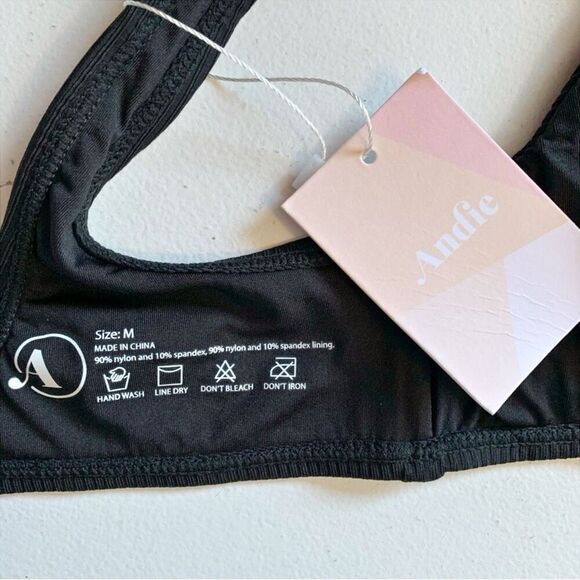 Andie Swim The Wynwood Ribbed Bikini Top in Black Size M NWT 19ATWYN - Picture 10 of 15